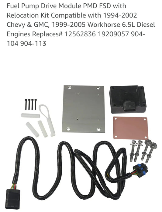 Fuel Pump Drive Module PMD FSD with Relocation Kit Compatible with 1994-2002 Chevy & GMC, 1999-2005 Workhorse 6.5L Diesel Engines Replaces# 12562836 19209057 904-104 904-113