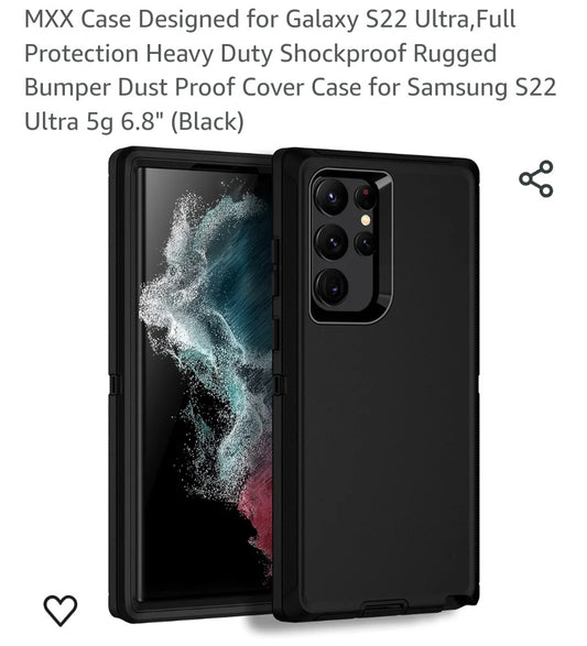 MXX Case Designed for Galaxy S22 Ultra,Full Protection Heavy Duty Shockproof Rugged Bumper Dust Proof Cover Case for Samsung S22 Ultra 5g 6.8" (Black)