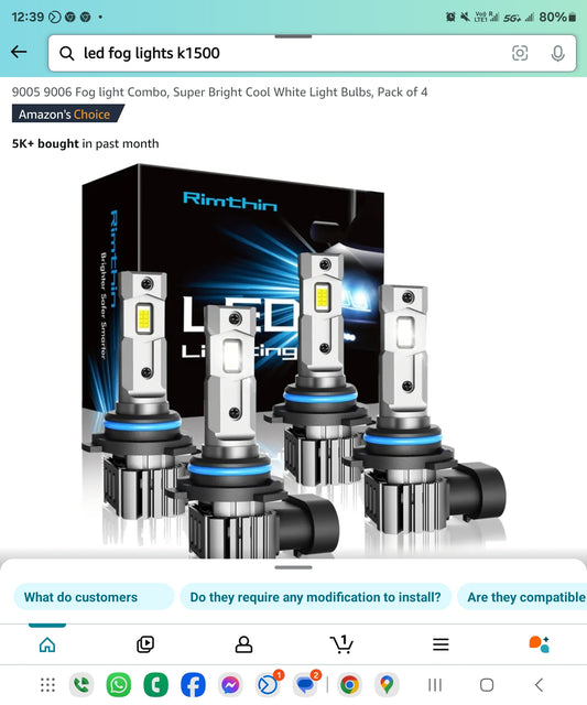 9005 9006 Fog light Combo, Super Bright Cool White Light Bulbs, Pack of 4