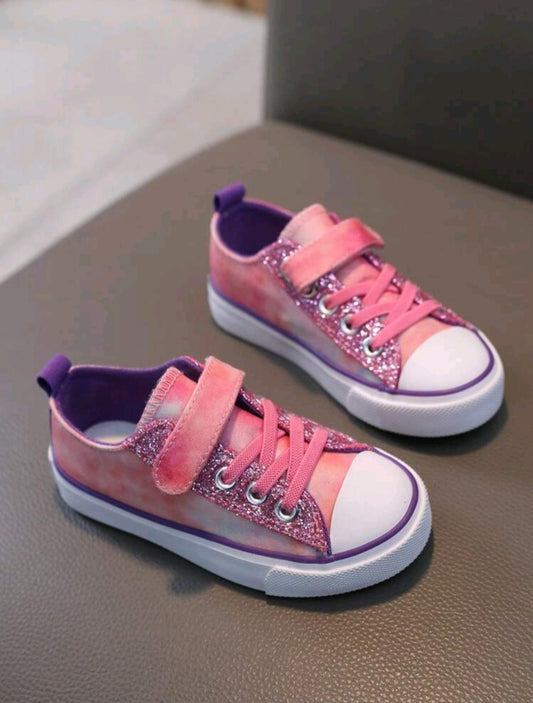 Flat Solid Color Bright Children Sports Shoes, Comfortable Non-Slip Casual Girls Flat Shoes
