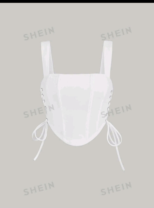 SHEIN MOD Lace Up Side Bandana Hem Wide Straps Top