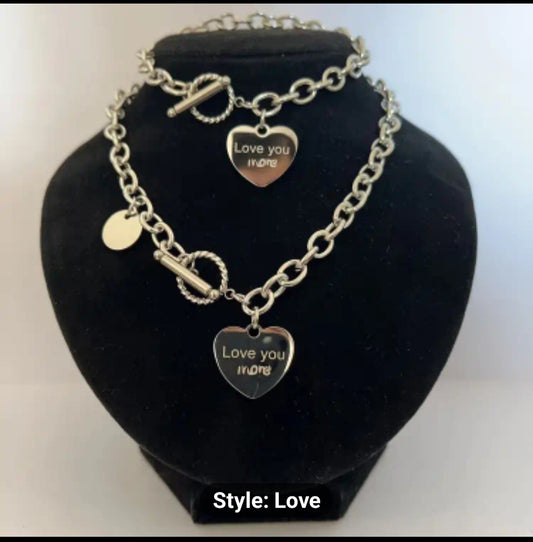 Chic Jewelry Set - 304 Stainless Steel, OT Buckle, Heart, Chain Design, Daily Outfit and Party Decor Matching Accessory