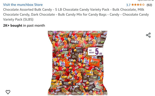 Chocolate Assorted Bulk Candy - 5 LB Chocolate Candy Variety Pack - Bulk Chocolate, Milk Chocolate Candy, Dark Chocolate - Bulk Candy Mix for Candy Bags - Candy
