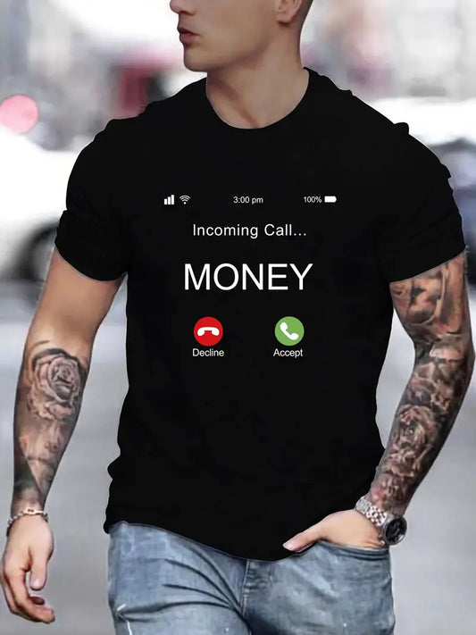 Men's "Incoming Call..." Short Sleeve T-shirt, Crew Neck Top, Casual Clothing, Summer