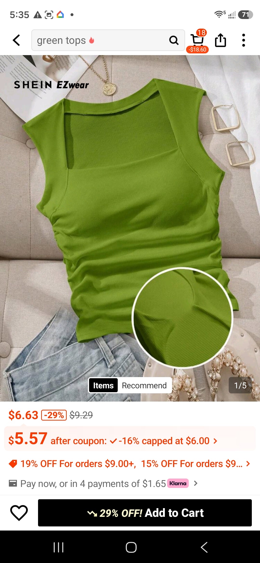 Padded Square Neck Fitted Camisole For Women, Spring/Summer