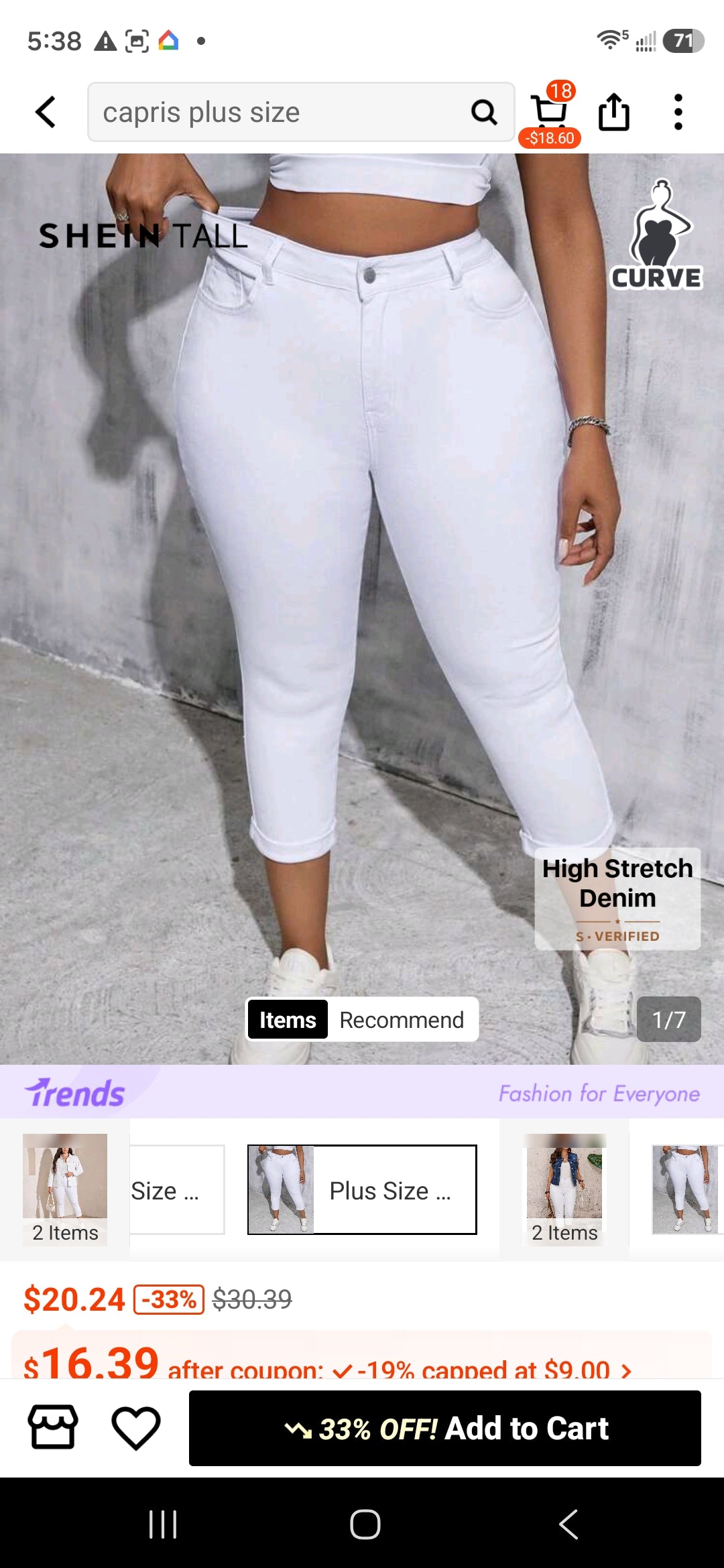 Tall CURVE Plus Size Women White Stretch Denim Skinny Cropped Jeans,Summer Casual Everyday Elastic Waist Capri Pants,Boho Western Style Office Vacation Attire