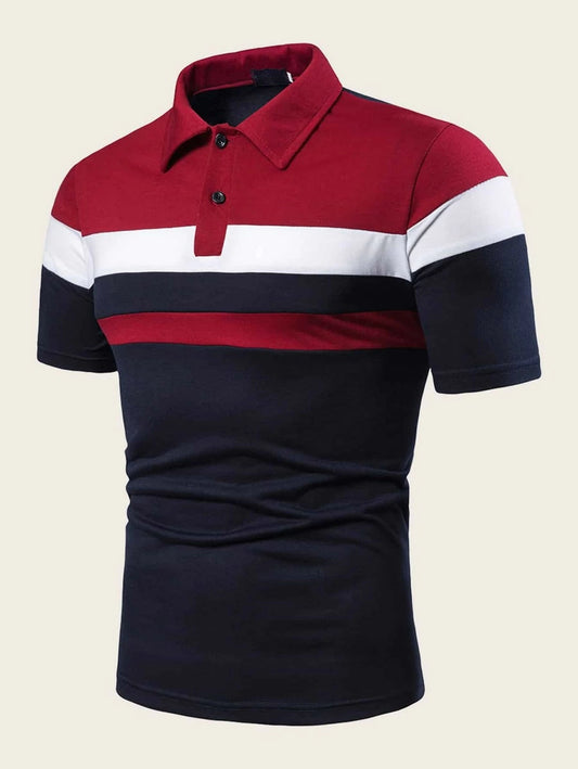 Men Cut And Sew Panel Polo Shirt (v)