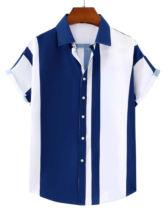 Men Random Striped Colorblock Shirt (v)