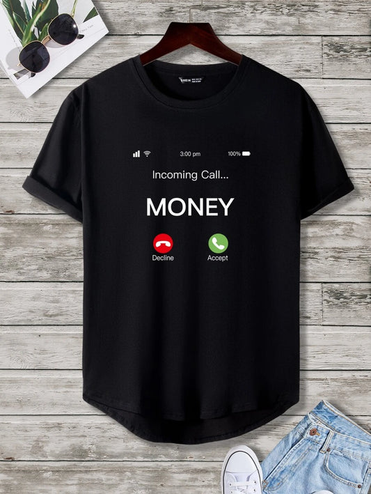 Men Letter Graphic High Low Hem Tee (P)