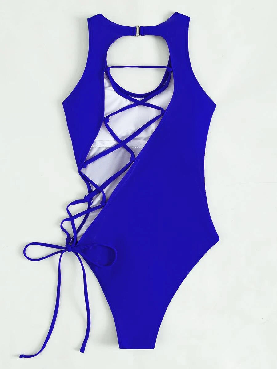 Lace-up One Piece Swimsuit (April 29)