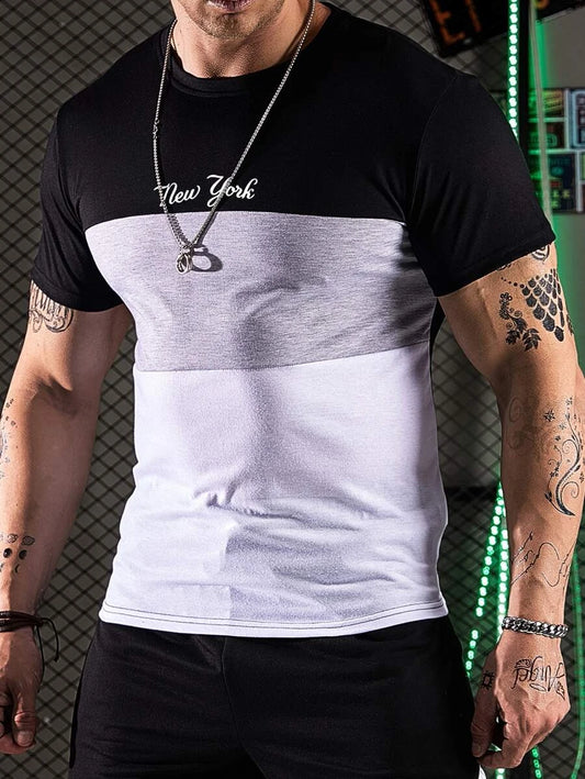 Men Letter & Colorblock Tee - NEW YORK (P)