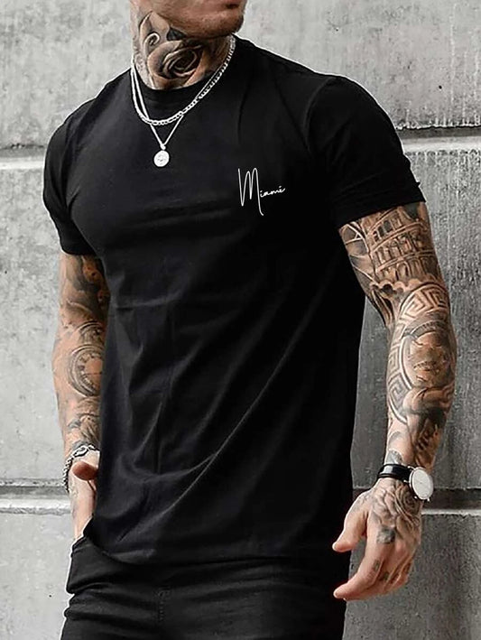 Men Letter Graphic Mock Neck Tee - (P)