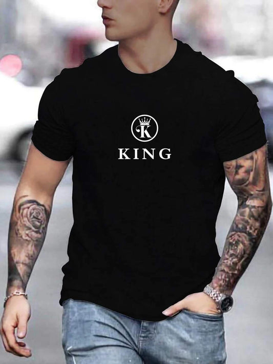 Men Letter Print Round Neck Tee (P)