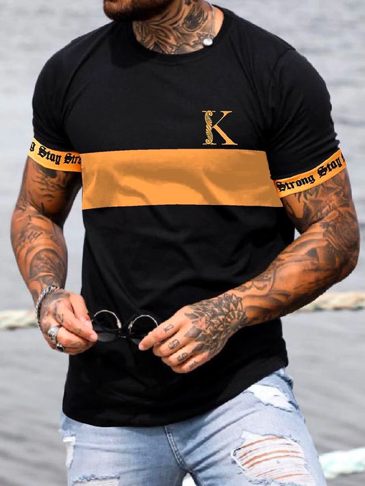 Men Letter Graphic Colorblock Tee (v)