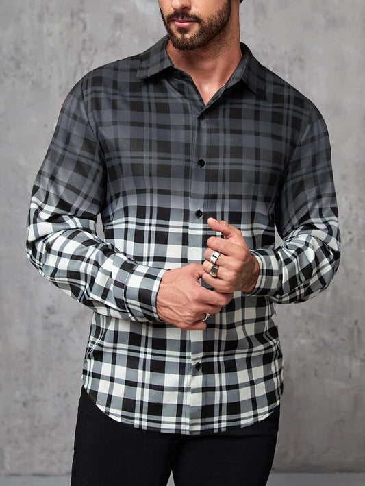 Men Plaid Print Shirt (V)