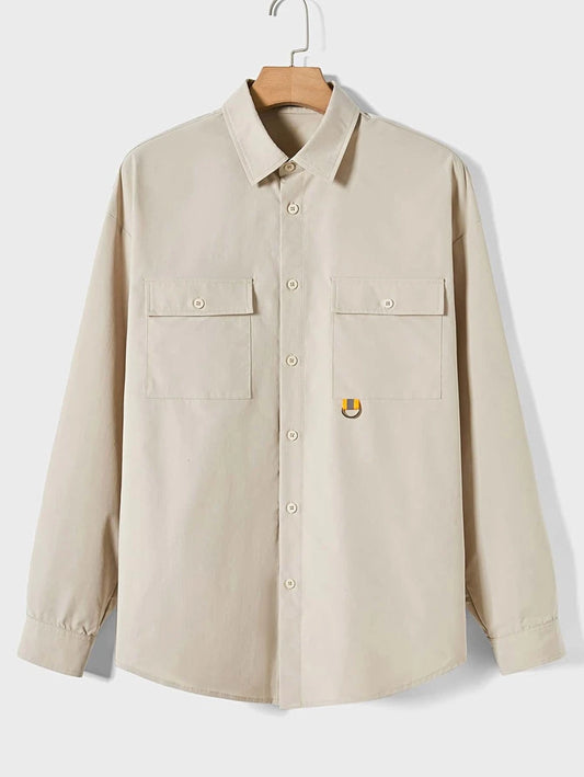 SHEIN Men Patched Flap Pocket Shirt (V)