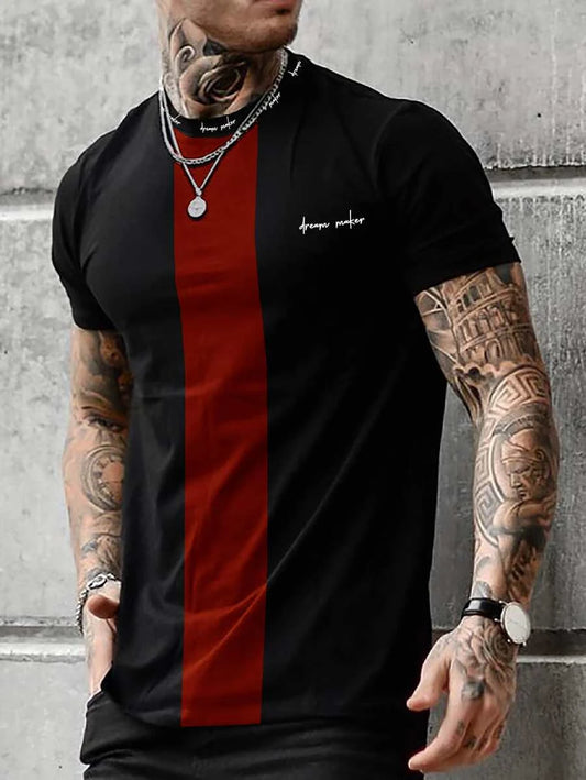 Men Letter Graphic Colorblock Tee (P)