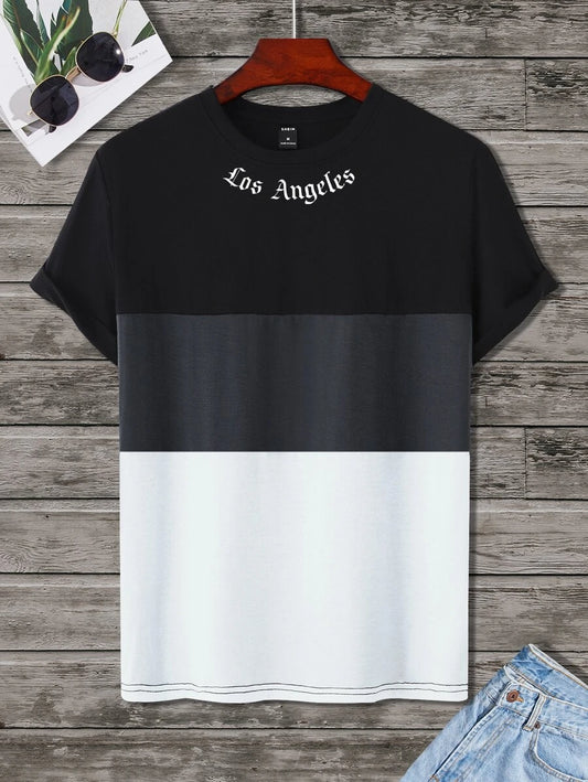 Men Letter Graphic Colorblock Tee - LA (P)
