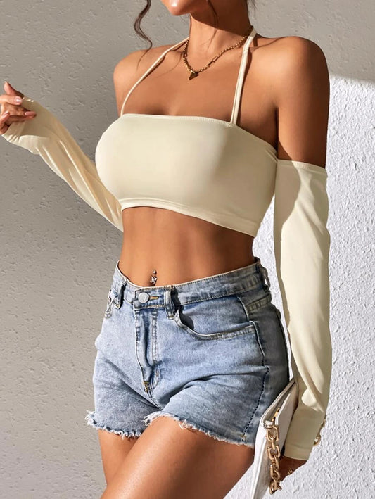 Tall Solid Crop Halter Top (April 29)